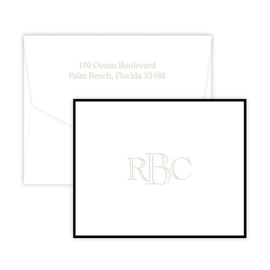 Richmond Monogram Border Folded Note Cards - Embossed